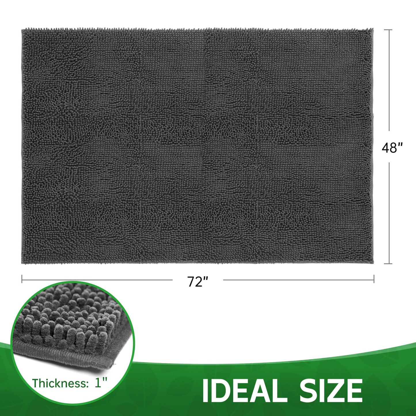 100pointONE Dog Door Mat Indoor Entrance, 72" x 48" Absorbent Chenille Door Rugs for Entryway Indoor, Non-Slip Dog Mud Mat for Muddy Paws, Soft, Washable