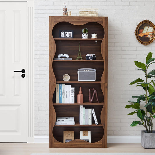 YZRSTY 71" Tall Bookshelf, 6 Tier Large Wooden Book Shelf, Modern Freestanding Bookshelves and Bookcases, Unique Bookcase Display Storage Shelves for Living Room, Bedroom, Classroom, Office, Library