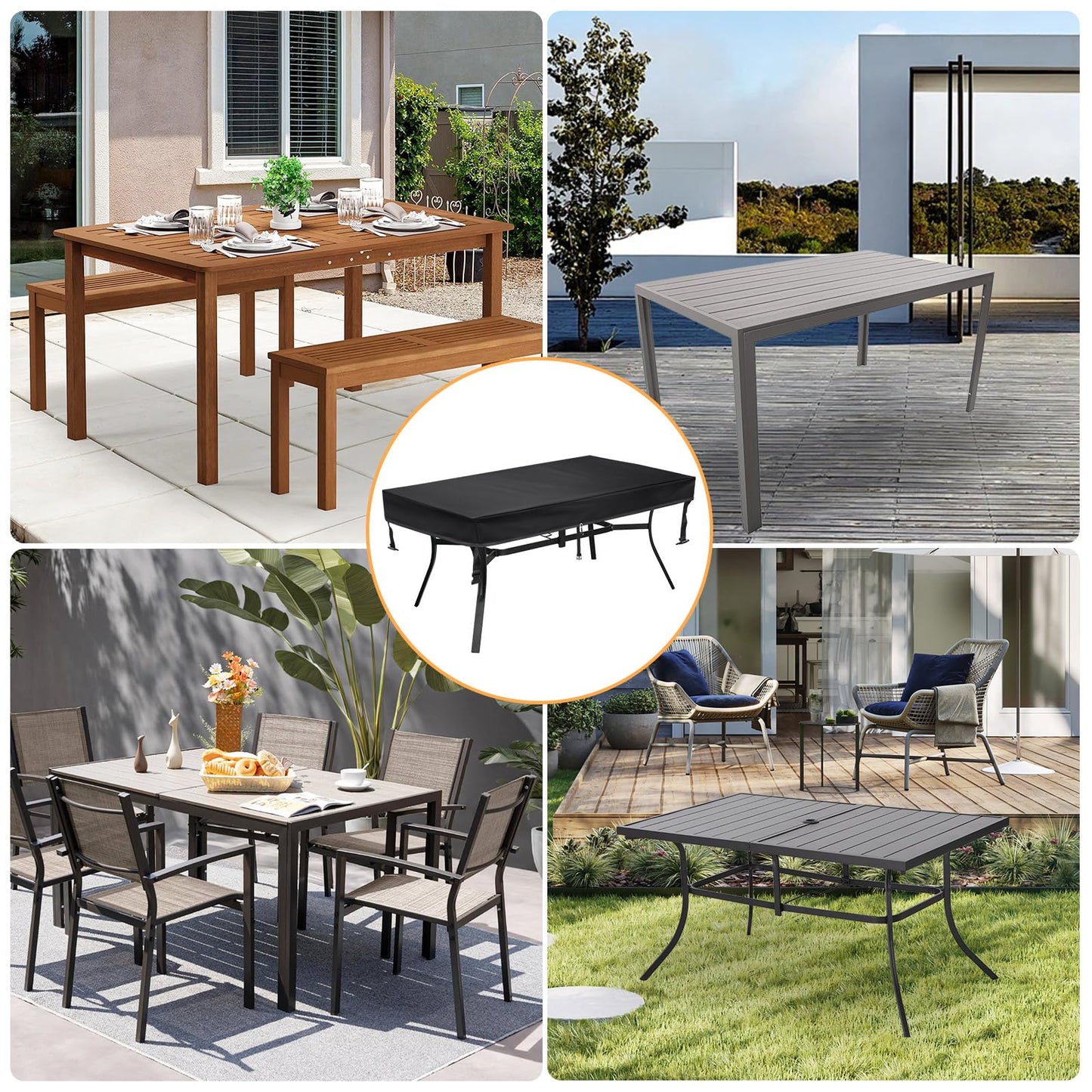 TOHONFOO Outdoor Dining Table Cover - Waterproof Anti-UV Patio Table Cover - Outdoor Table Cover 60" L x 35" W x 6" H