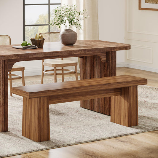 Tribesigns Wooden Dining Table Bench, 47-Inch Long Kitchen Bench with Sturdy Frame for Dining Room, Entryway, Living Room, Hallway, Easy Assembly (Brown)
