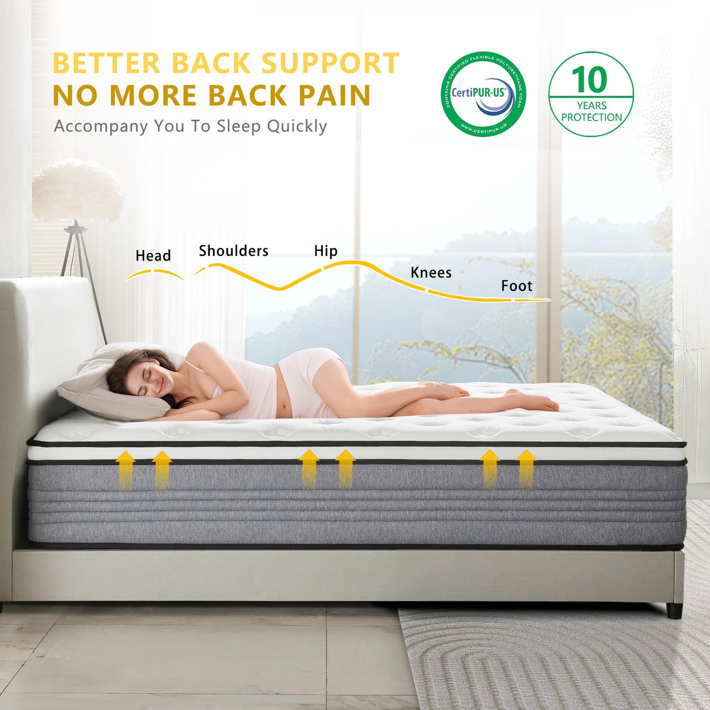 Vipcute King Mattress, 12 Inch King Size Mattresses, 12 Inch Hybrid Pocketed Coil Mattress in a Box with Gel Memory Foam, Medium Firm, CertiPUR-US Certified
