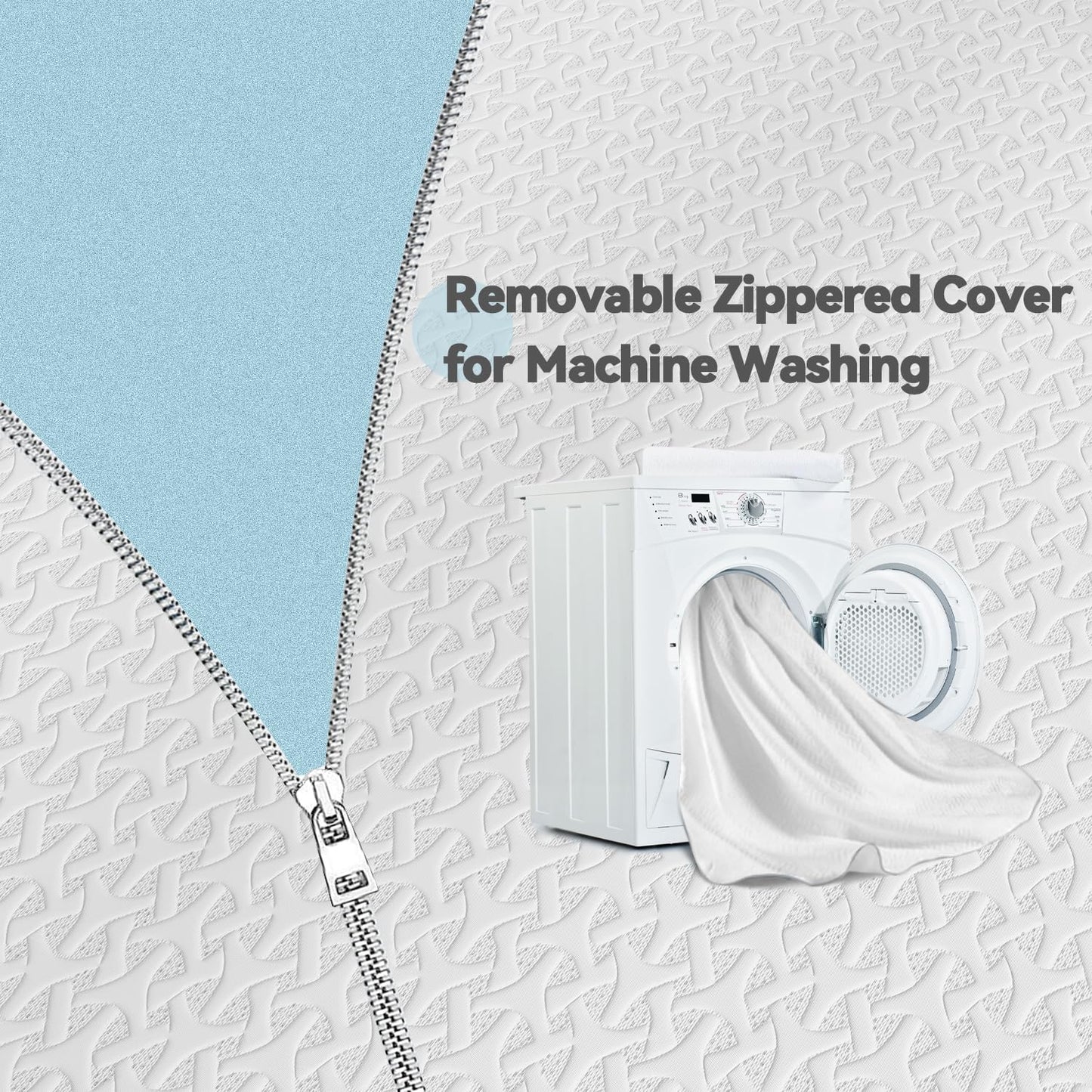 3 Inch Cooling Mattress Topper Queen, Ice Silk with Gel-Infused 40D Memory Foam Bed Topper Pad with Removable Soft Cover, Pressure Relief & Non-Slip (White, Queen)