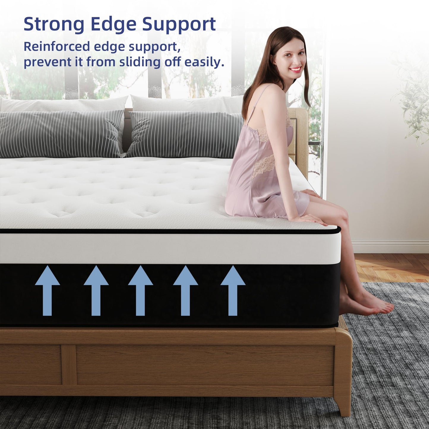 VERHOPE Queen Mattress, 12 Inch Queen Hybrid Mattress in a Box with Memory Foam, Medium Firm, Euro Top, Reinforced Edge Support, Pressure Relief & Motion Isolation, CertiPUR-US Certified