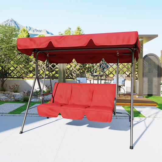 3 Person Patio Swing Chair with Canopy for Porch, Convertible Canopy Hanging Glider Lounge Chair, Patio SwingWith Adjustable Tilt Shade