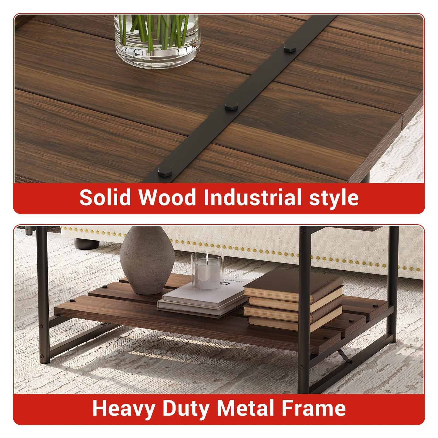 40.9" Modern Coffee Table with Hidden Storage Compartment, Large Lift Top Cocktail Table with Tempered Glass Tabletop for Living Room