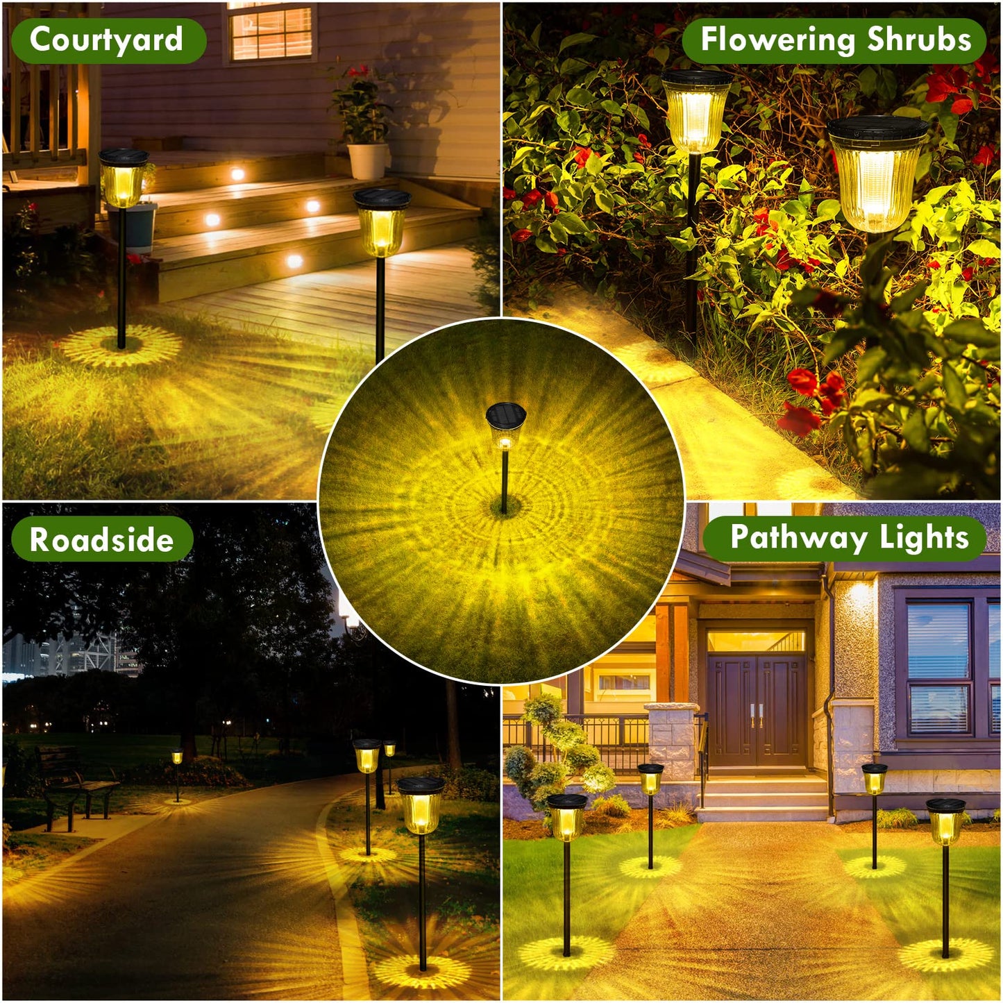 WTGEGF Solar Pathway Lights Outdoor Waterproof, 4 Pack 200 Lumens Super Bright Solar Garden Lights with 2 Lighting Modes, Auto On/Off Outdoor Solar Lights for Yard, Walkway, Lawn, Driveway, Path