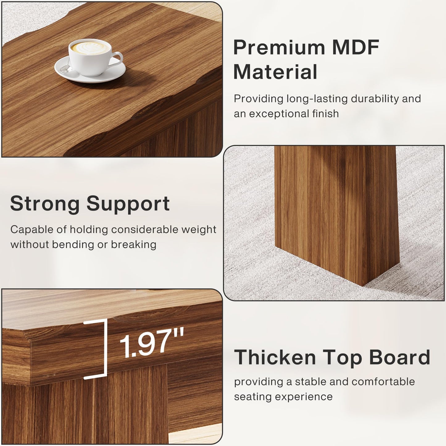 Tribesigns Wooden Entryway Bench, 47-Inch Wood Dining Table Bench with Sturdy Frame for Dining Room Bedroom Living Room Hallway Kitchen, Easy Assembly (Brown)