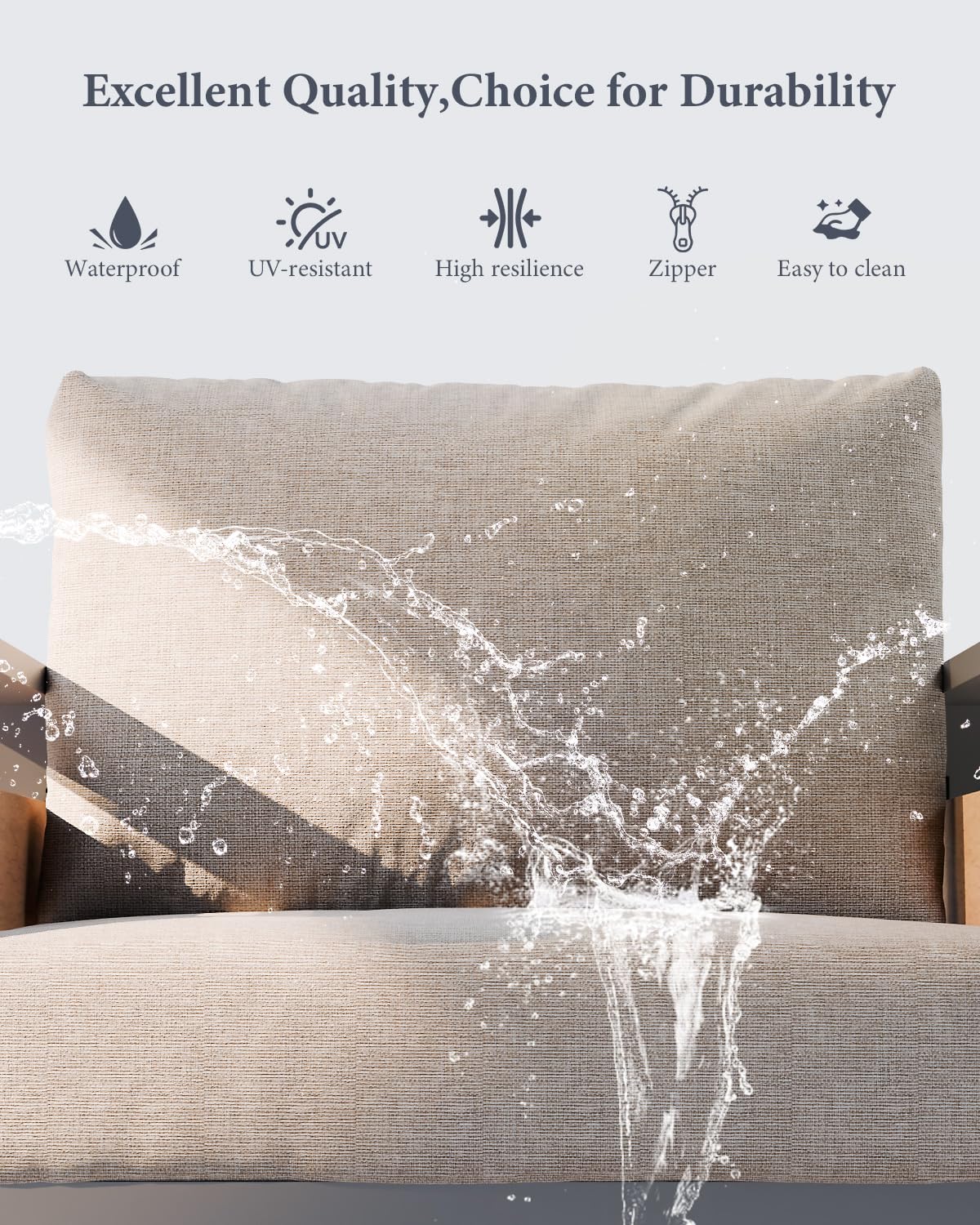 ZANDOR Aluminum Outdoor Patio Furniture - 2 Pcs Armchair, All-Weather Metal Modern Outside Furniture with Washable Thick Cushion for Garden/Backyard/Porch, Grey