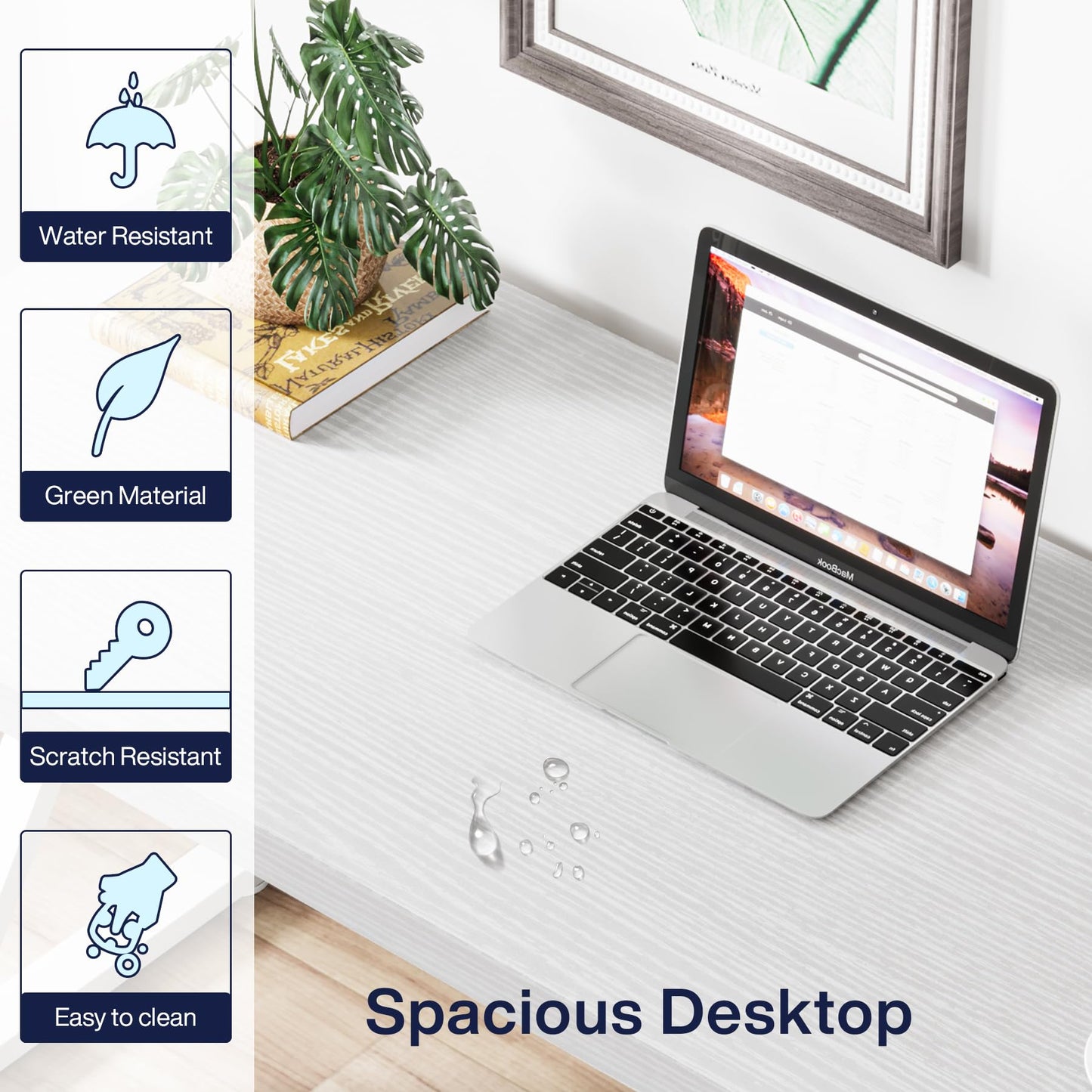 Tribesigns Writing Computer Desk, 55 inch Heavy Duty Study Desk with Z-Shaped Metal Leg, Modern Simple Home Office Computer Desk, White