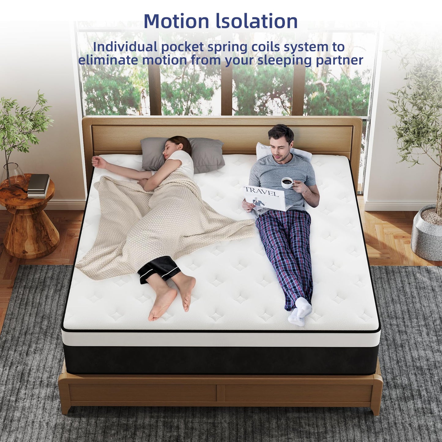 VERHOPE Queen Mattress, 12 Inch Queen Hybrid Mattress in a Box with Memory Foam, Medium Firm, Euro Top, Reinforced Edge Support, Pressure Relief & Motion Isolation, CertiPUR-US Certified