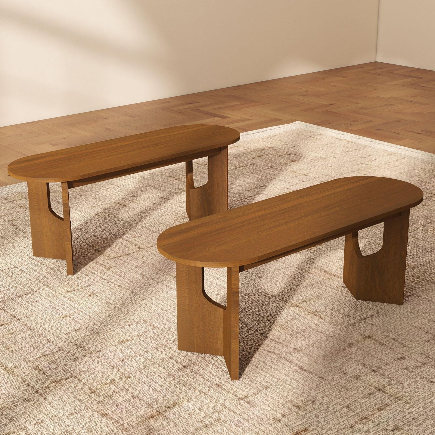 Wooden Dining Bench, 47-Inch Long Kitchen Bench, Mid Century Modern Entryway Bench for Dining Room, Entryway, Living Room, Hallway, Easy to Assemble (Walnut)