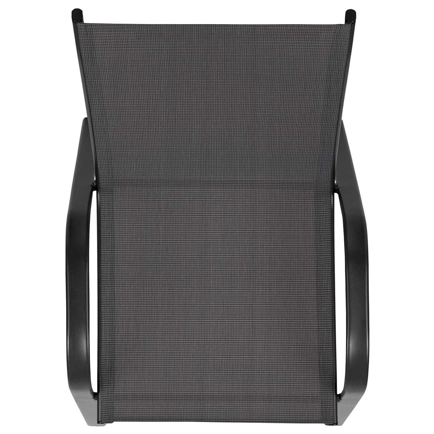 EMMA + OLIVER 5 Pack Black Outdoor Stack Chair with Flex Comfort Material and Metal Frame