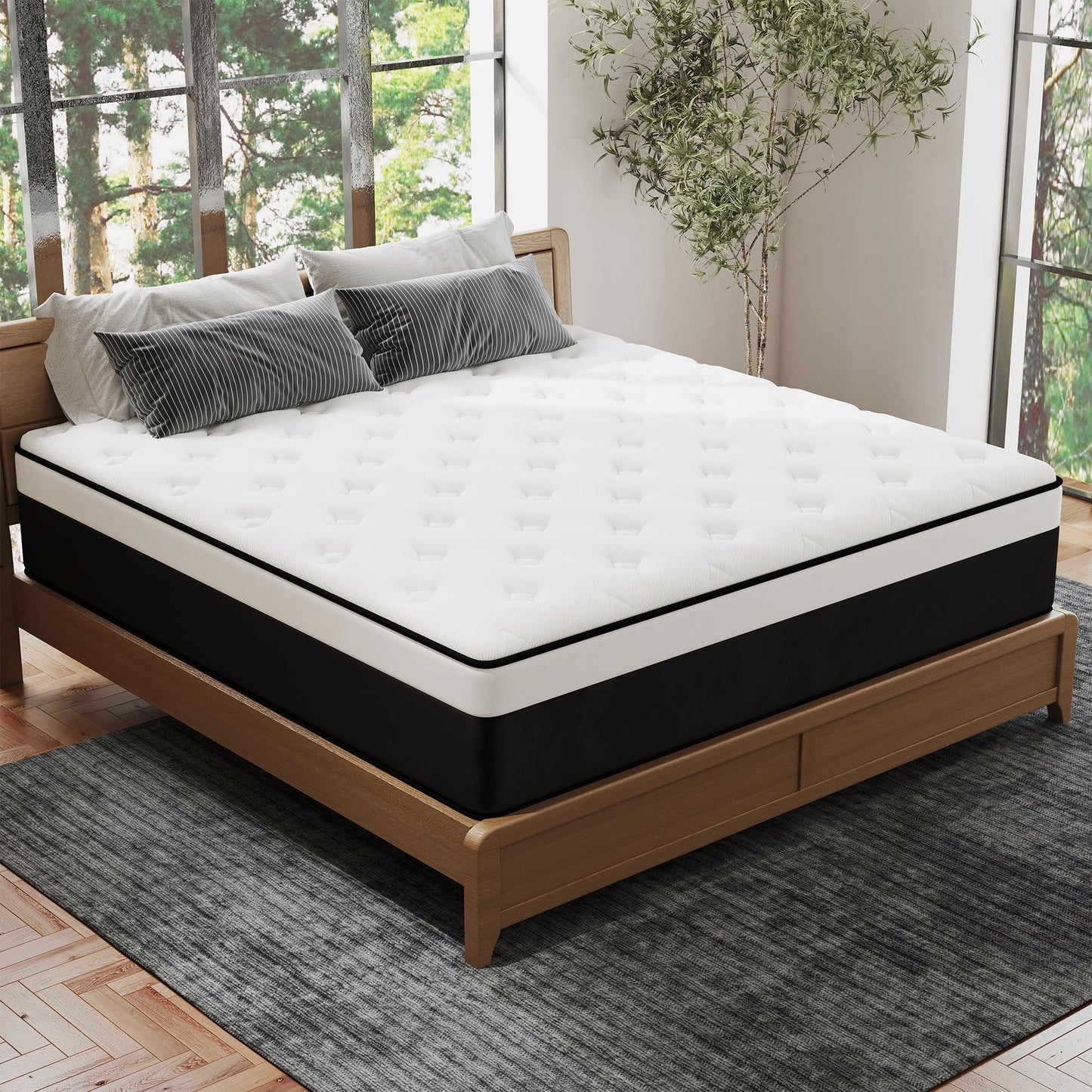 VERHOPE Queen Mattress, 12 Inch Queen Hybrid Mattress in a Box with Memory Foam, Medium Firm, Euro Top, Reinforced Edge Support, Pressure Relief & Motion Isolation, CertiPUR-US Certified