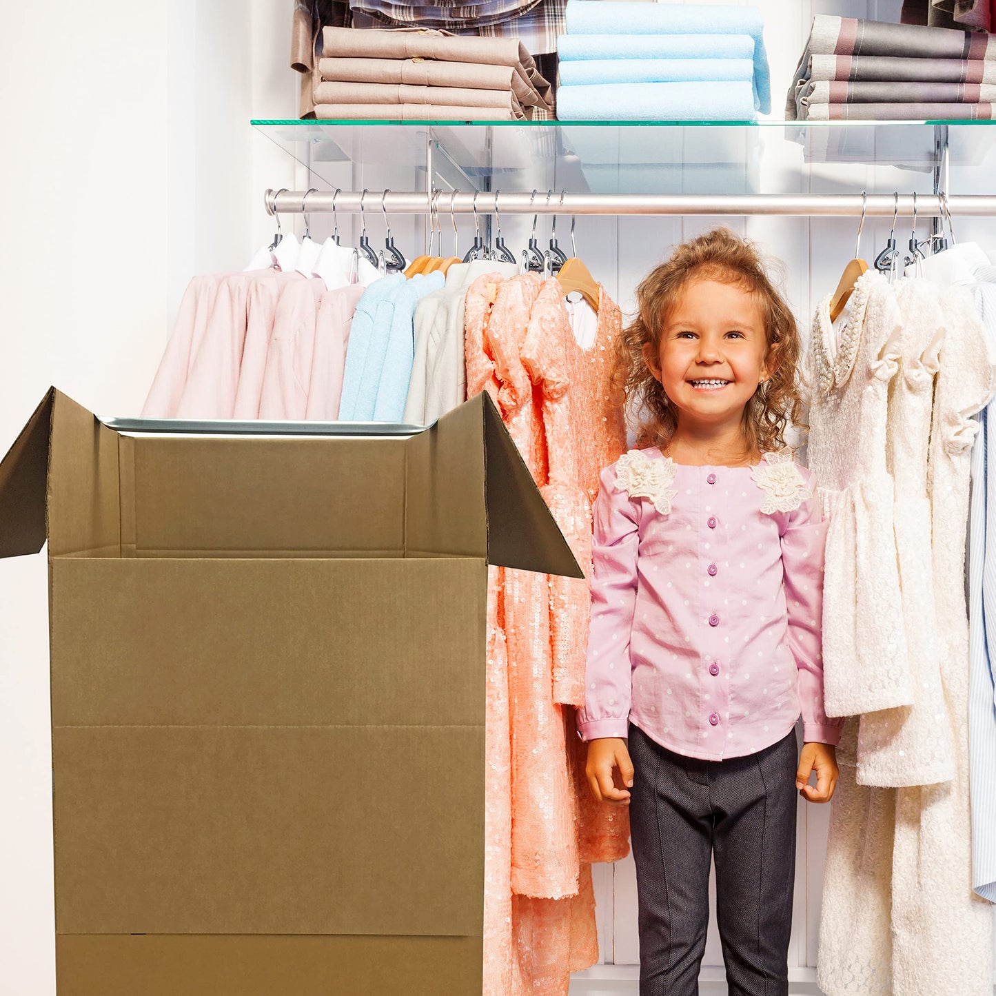 Uboxes "Shorty Space Saving Wardrobe Moving Boxes (Bundle of 6) 20" x 20" x 34" Moving Boxes, corrugated