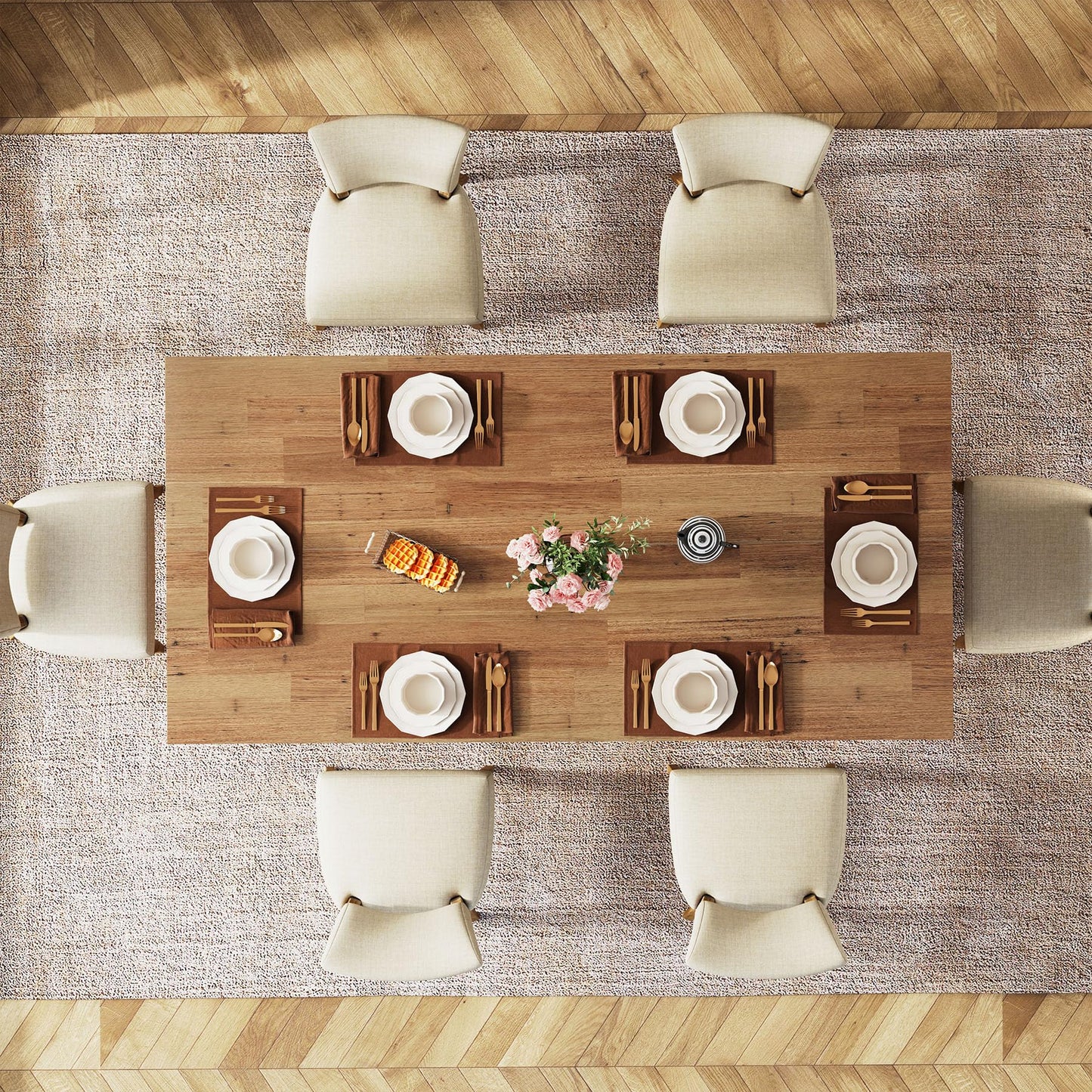 Tribesigns 63-inch Dining Table for 4-6, Farmhouse Kitchen Table with Large Tabletop, Rectangular Dinner Eating Table for Dining Room, Living Room, Kitchen