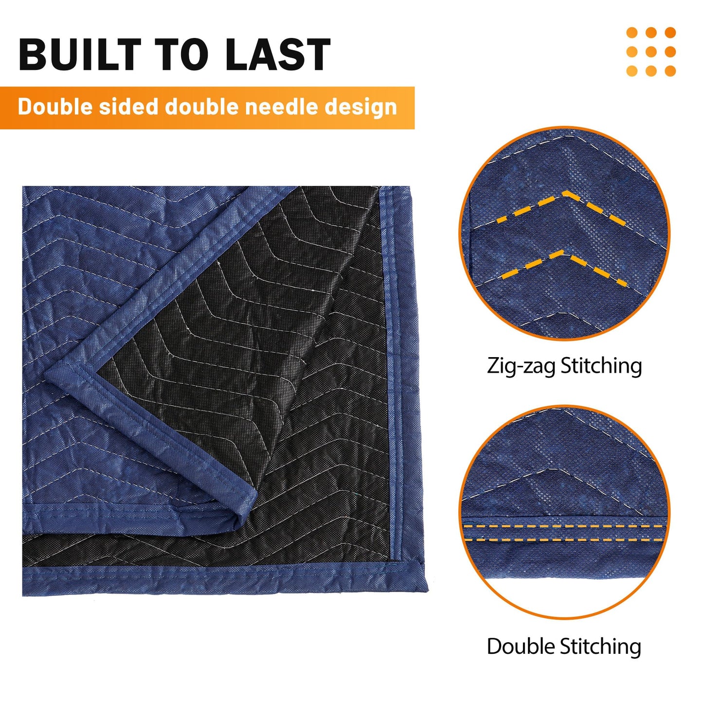 12 Moving Packing Blankets 80 x 72 Inches (35 lb/dz) Heavy Duty Moving Pads for Protecting Furniture Professional Quilted Shipping Furniture Pads (Dark Blue 12PCS)