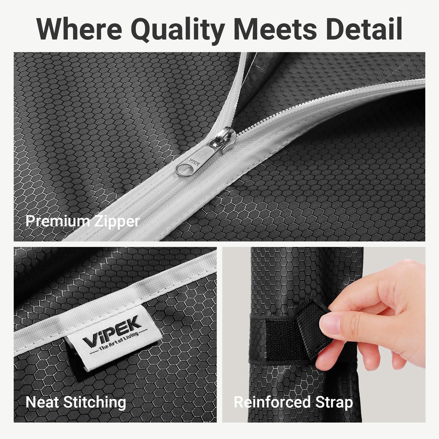 VIPEK V7C Garment Racks with Cover Portable Closets for Hanging Clothes, Heavy Duty Clothes Rack with Shelves Metal Closet Wardrobe, Max 670lbs, Black Rack with Black Upgraded Polyester Cover