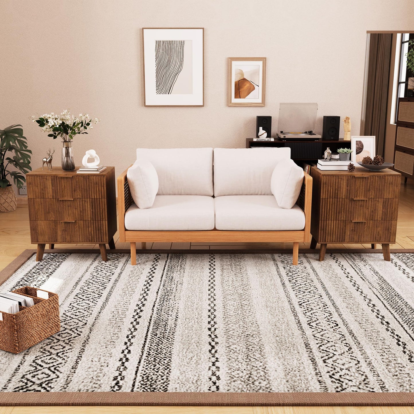 XUZENEST Fluted 3 Drawer Dressers, Modern Closet Dressers Chest of Drawers, Wood Storage Dresser Chest of Drawers Organizer for Bedroom Living Room Hallway Closet, Walnut, 2 Sets