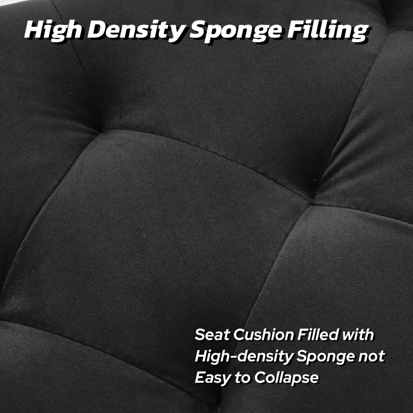 TUOMUR 45.6 Inch Velvet Storage Ottoman, Rectangular Accent Bench for Bedroom & Living Room, Black