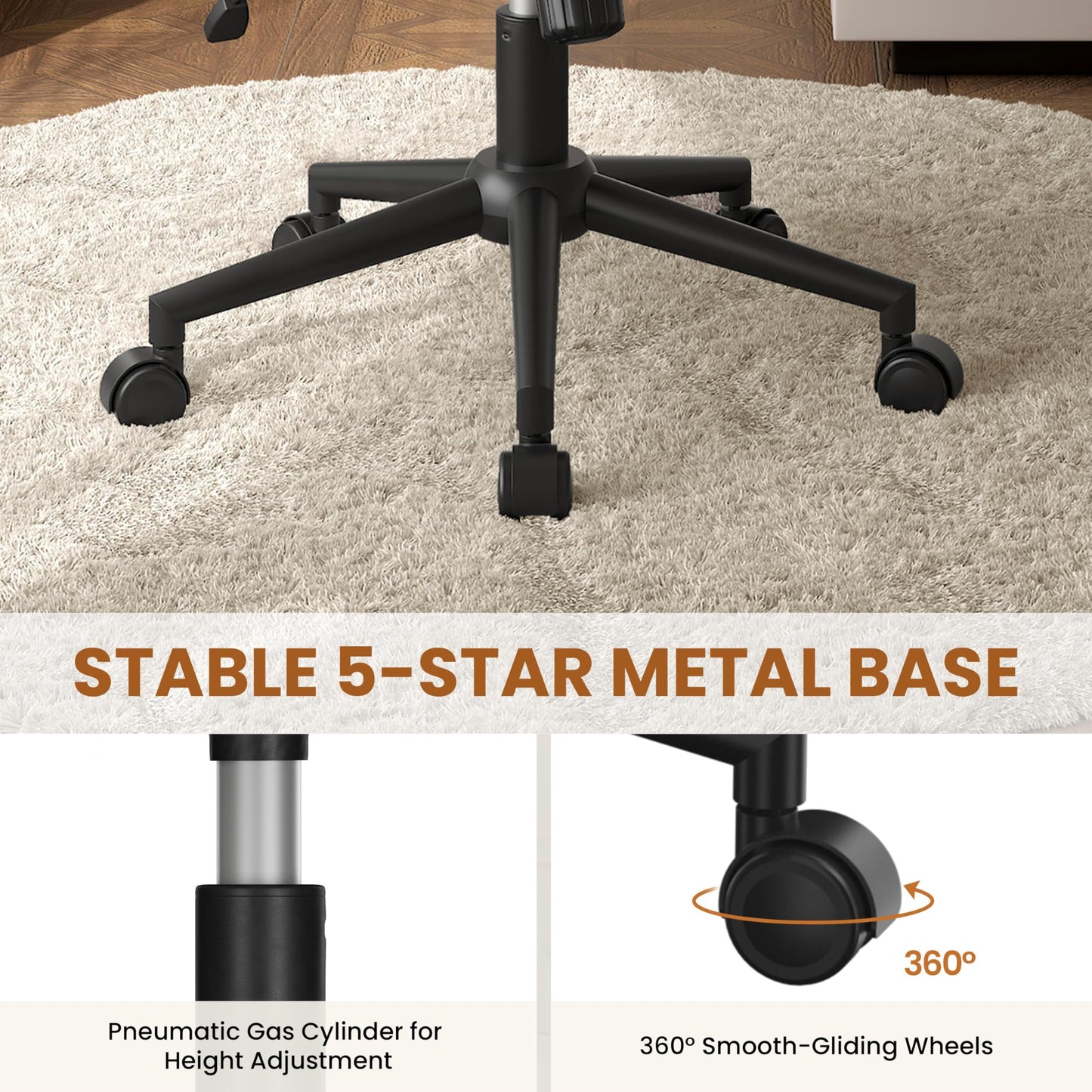 Yaheetech Wide Criss Cross Chair with Wheels, Comfy Armless Cross Legged Office Desk Chairs, Swivel Vanity Chair Computer Chairs for Home Office, Beige