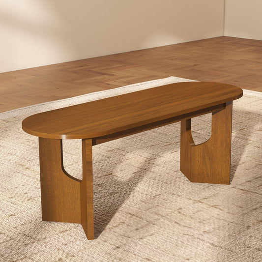 Wooden Dining Bench, 47-Inch Long Kitchen Bench, Mid Century Modern Entryway Bench for Dining Room, Entryway, Living Room, Hallway, Easy to Assemble (Walnut)