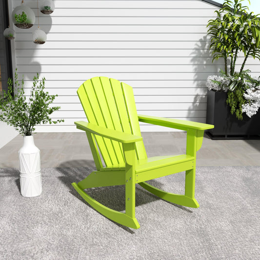 WestinTrends Dylan Dylan Outdoor Patio Poly Plastic Adirondack Rocking Chair, Lime