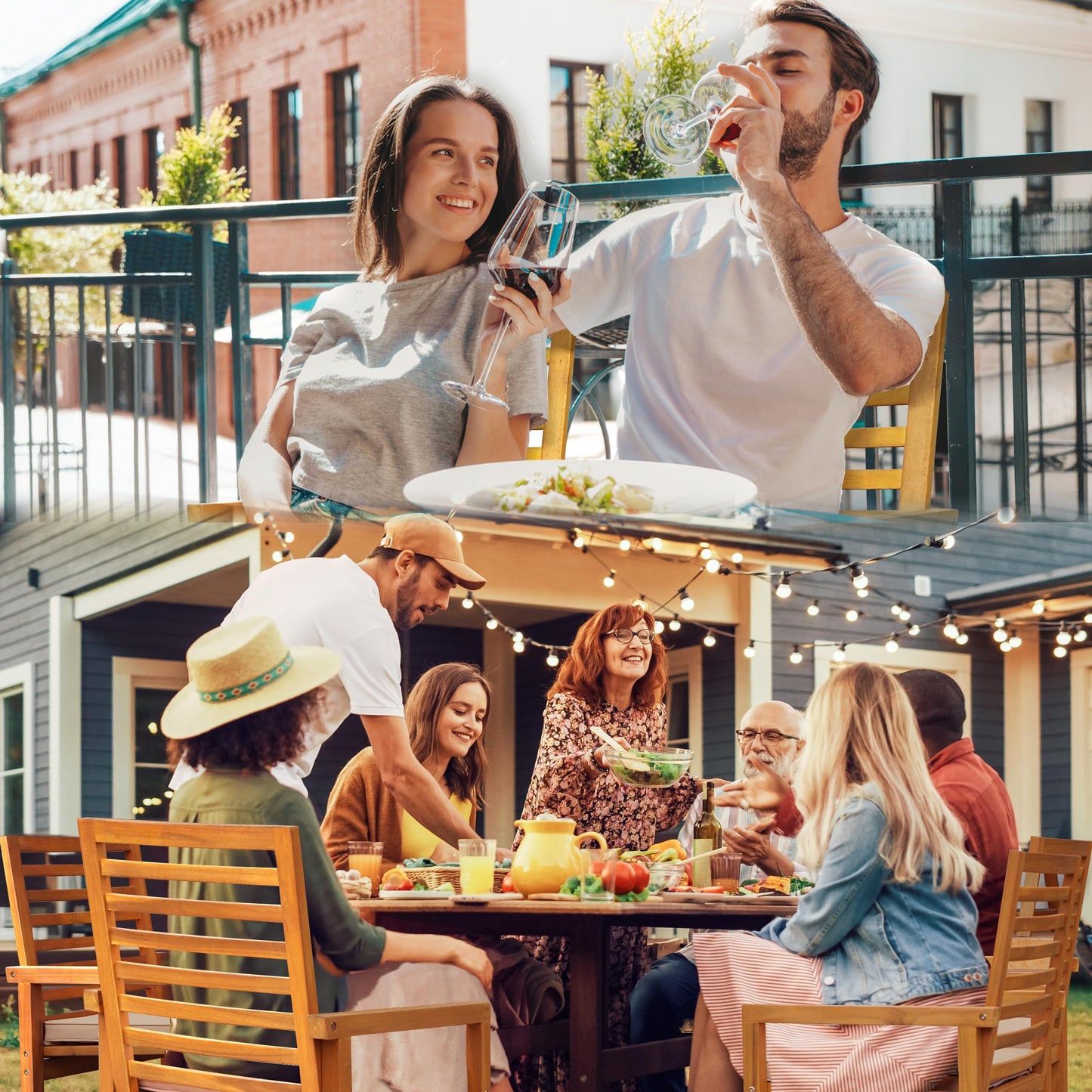 Tranquillo Solara Acacia Wood Outdoor Chairs Set of 2 with Cushions – Heavy-Duty 500lbs Capacity, Weather-Resistant Wooden Patio Armchairs, Solid Wood Garden & Deck Chairs for Outdoor Seating