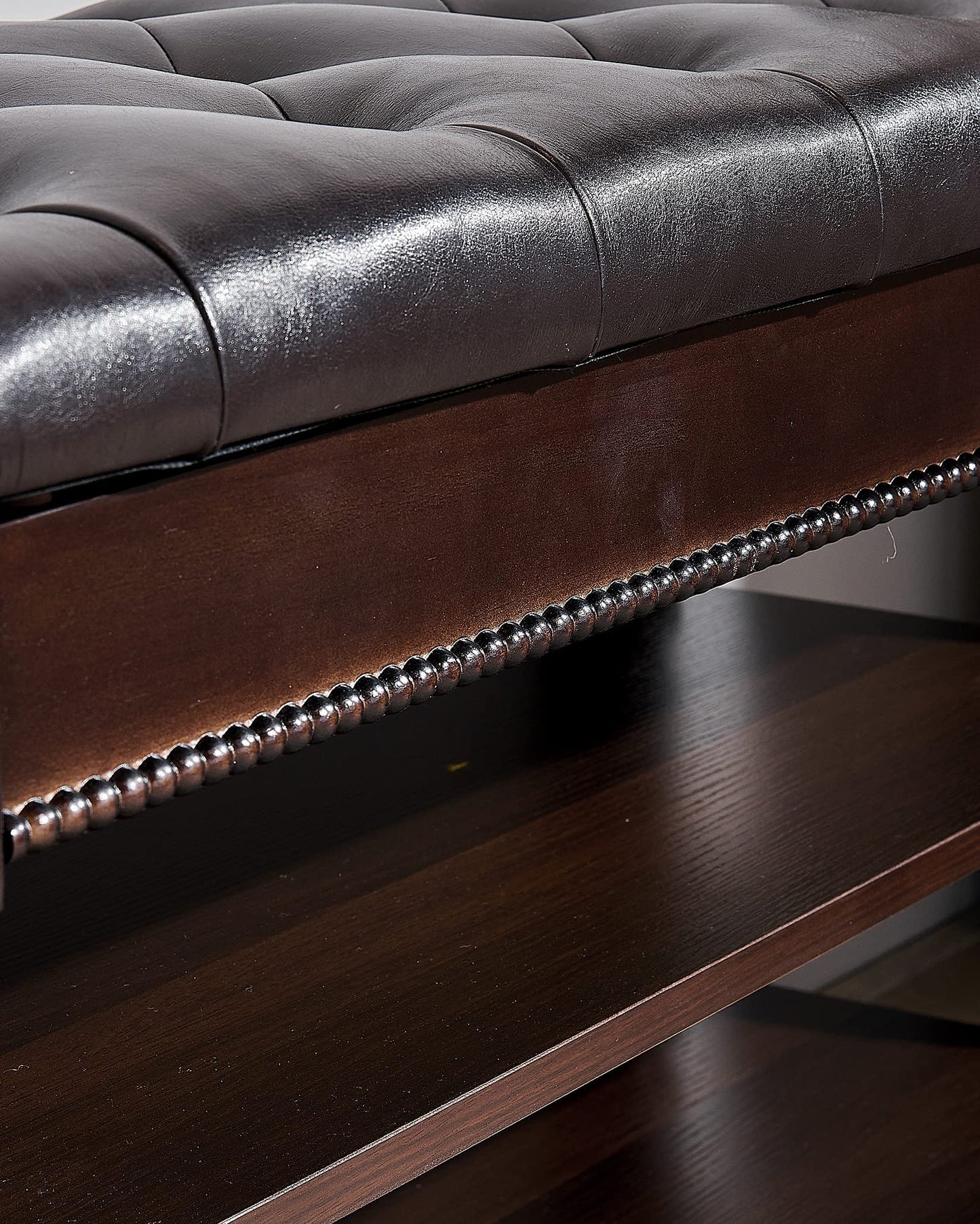 ZIRKOOON Shoe Storage Bench, Entryway Shoe Rack with Leather Seat 2-Tier Lift-top Organizer Wooden Bench for Foyer Bedroom Living Room Accent Furniture (31.5'')